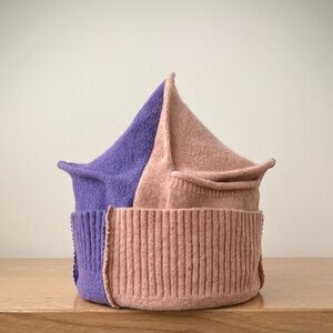 joodito origami crown wool cashmere sweater hat beanie colorblock pink purple
